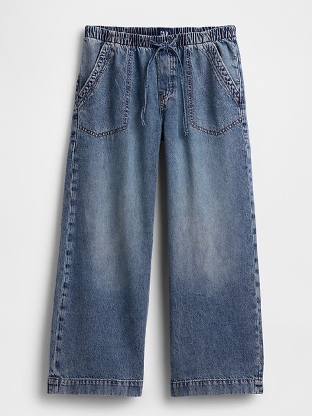 ✨ NWT GAP Low Rise '90s Loose Easy Crop Jeans Wide Leg Drawstring Y2K Denim